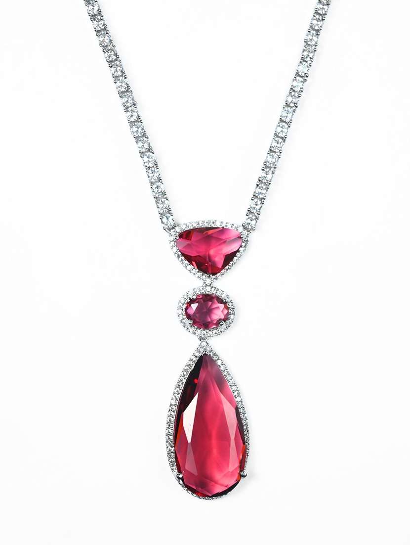 women stone studded sapphire glow necklace set - 22271861 -  Standard Image - 4