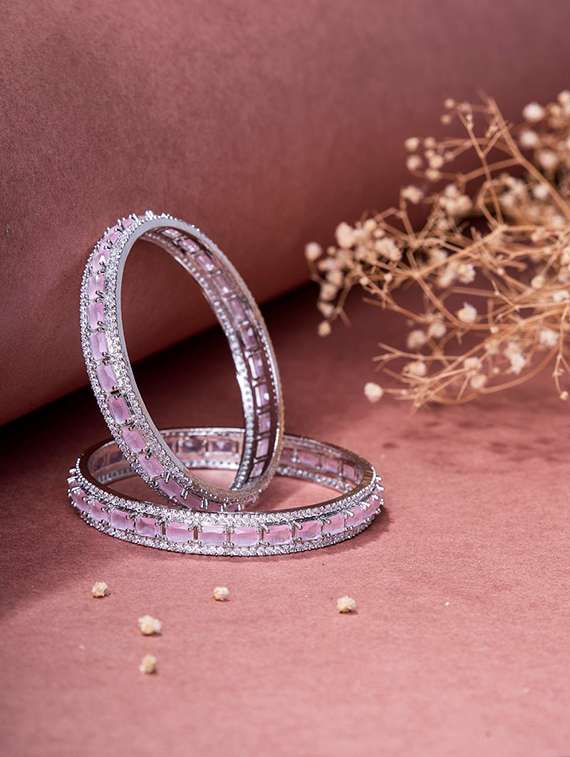 women crystal cubic zirconia rhodium bangles