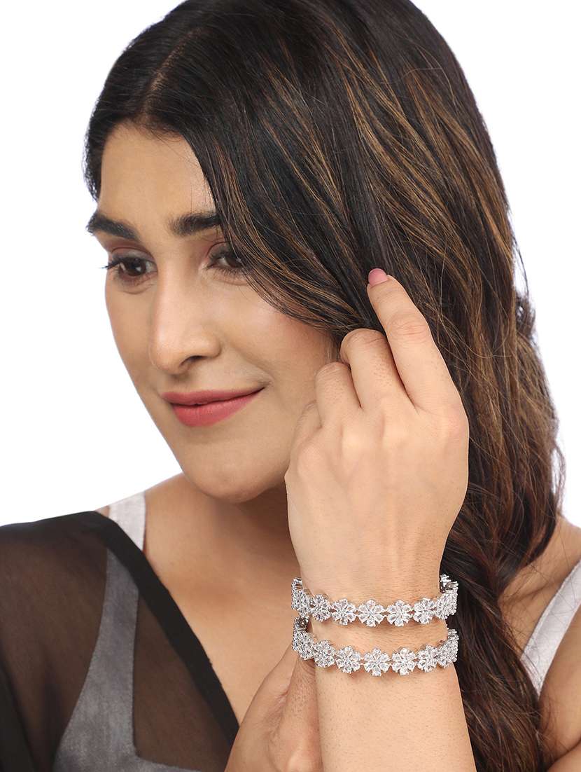 women crystal zirconia rhodium bangles - 22271883 -  Standard Image - 1