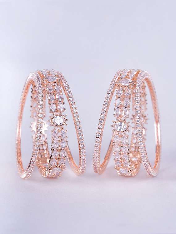 women crystal zirconia rhodium bangles - 22271885 -  Standard Image - 1