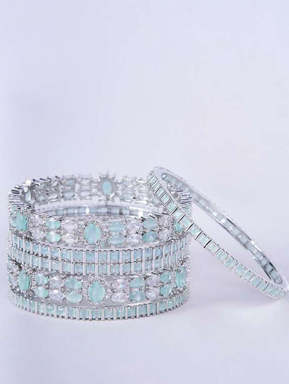 women crystal zirconia rhodium bangles - 22271887 -  Standard Image - 1