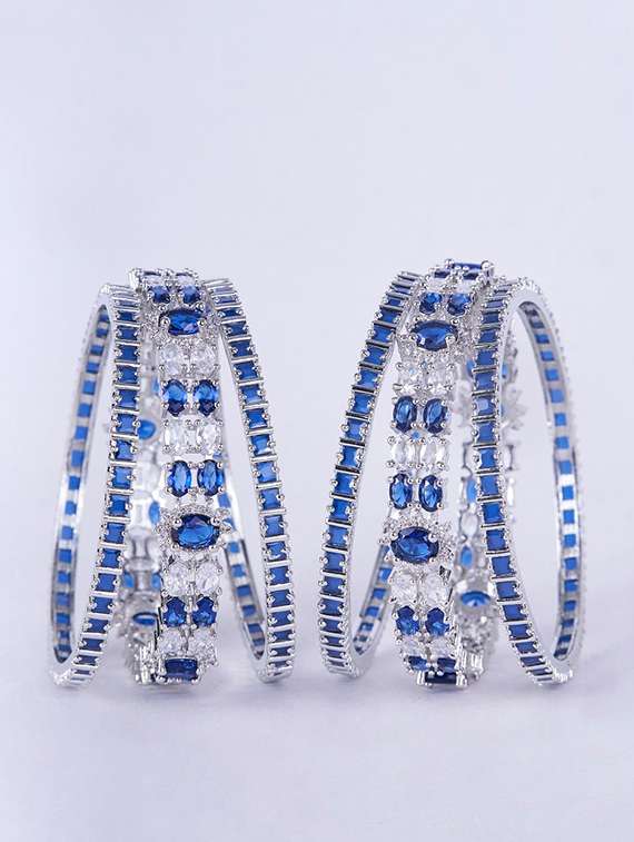 women crystal zirconia rhodium bangles - 22271889 -  Standard Image - 1