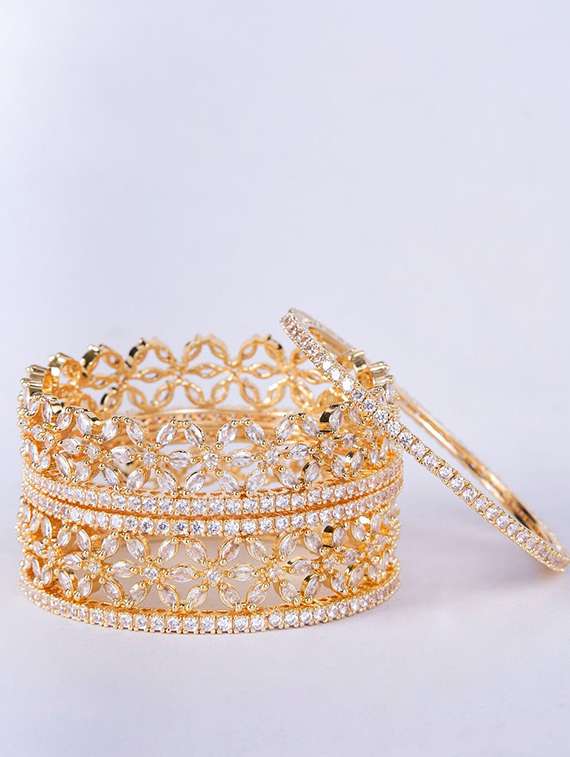 women crystal zirconia rhodium bangles - 22271891 -  Standard Image - 1