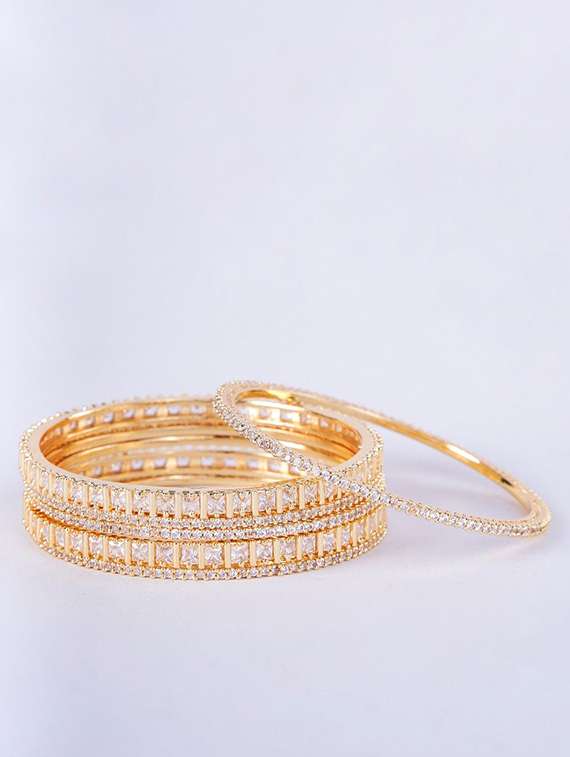 women crystal zirconia rhodium bangles - 22271893 -  Standard Image - 1