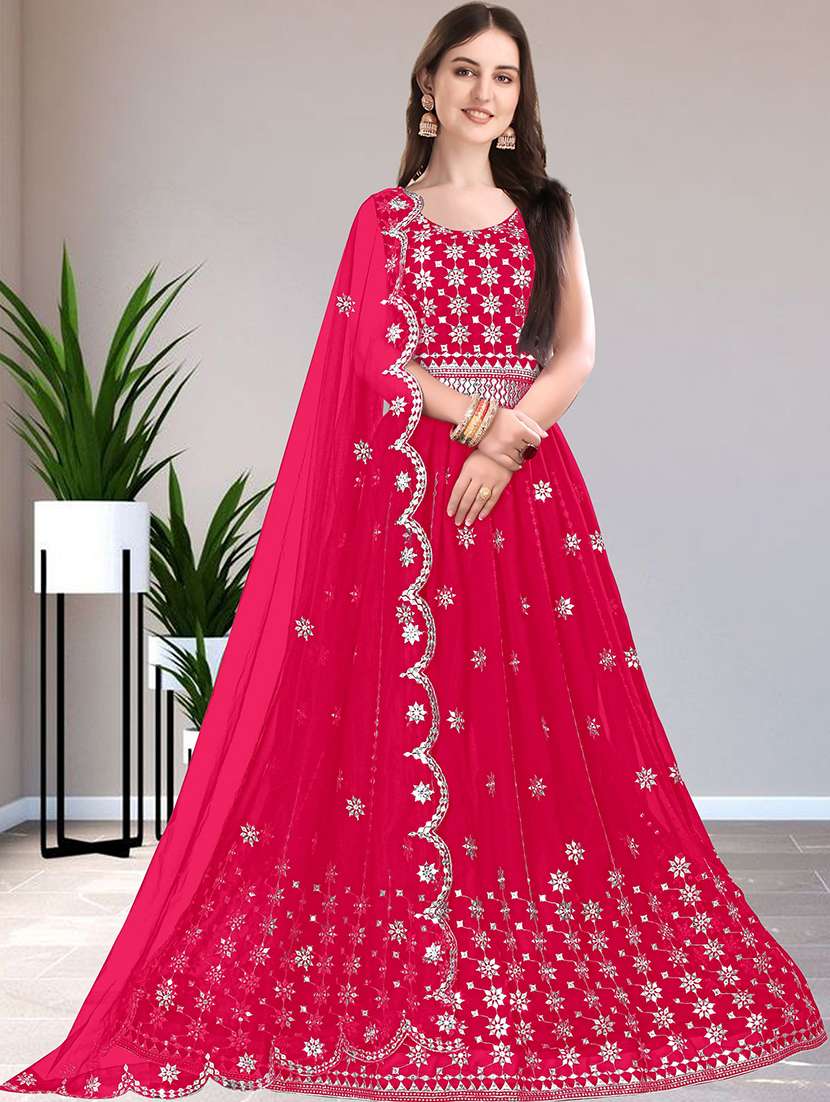 women solid with work semi stitched flared gown