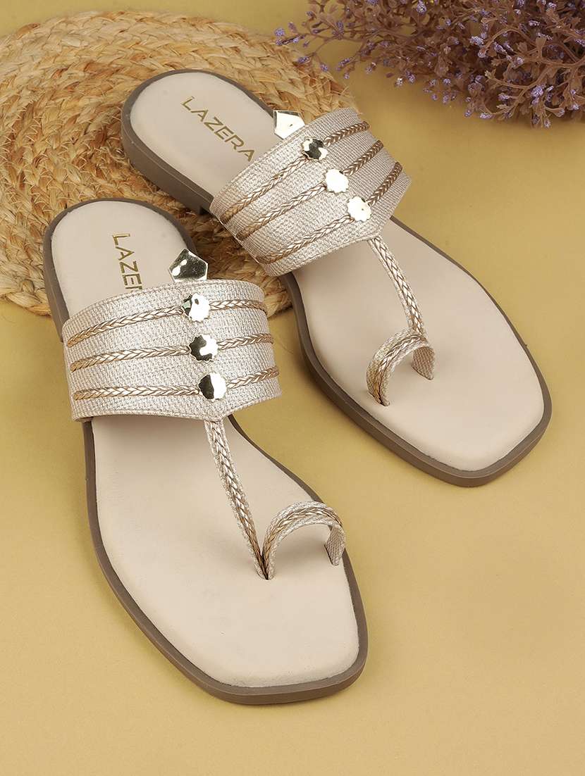 women embellished one toe flat sandal