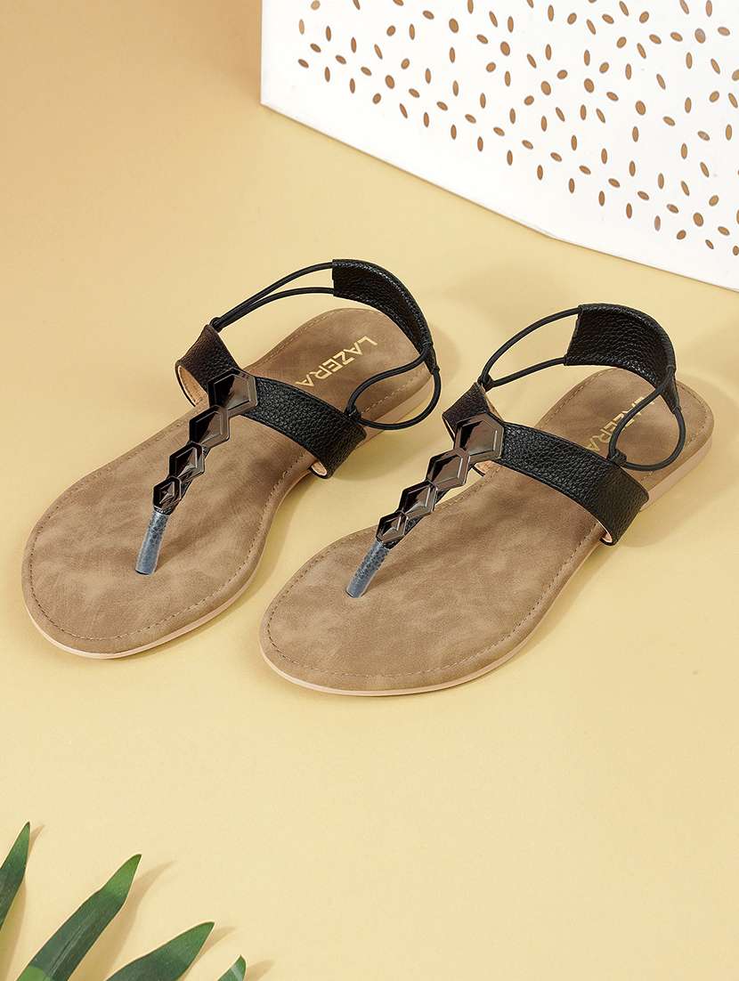 women embellished t-strap flat sandal