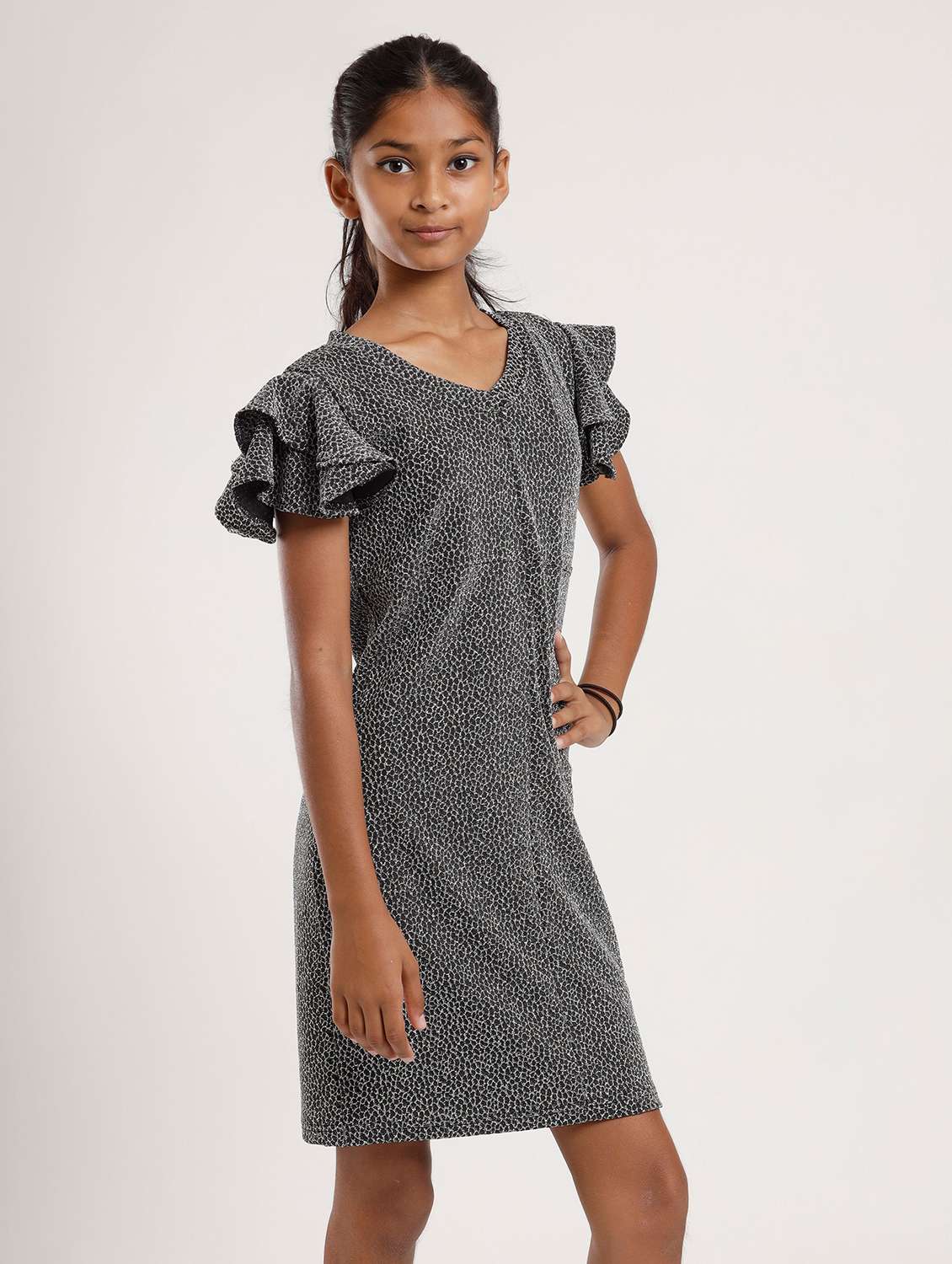 girls self designed flared sleeve a-line dress - 22271965 -  Standard Image - 1