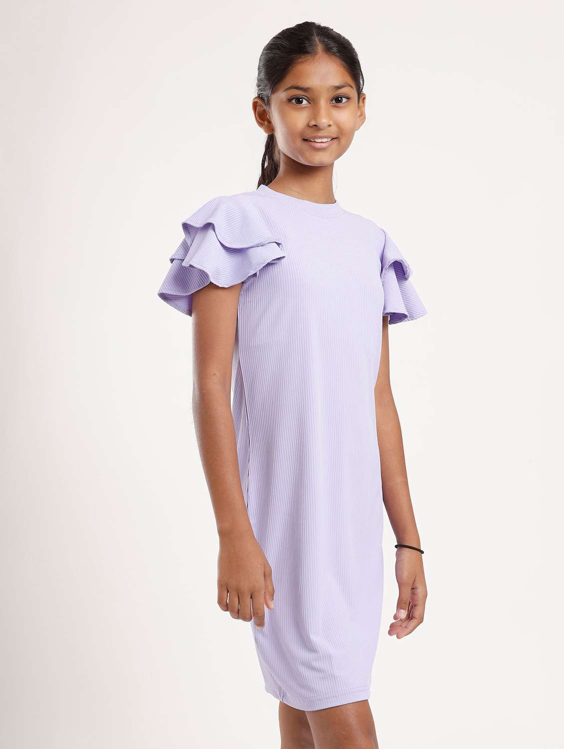 girls solid flared sleeve a-line dress - 22271971 -  Standard Image - 1