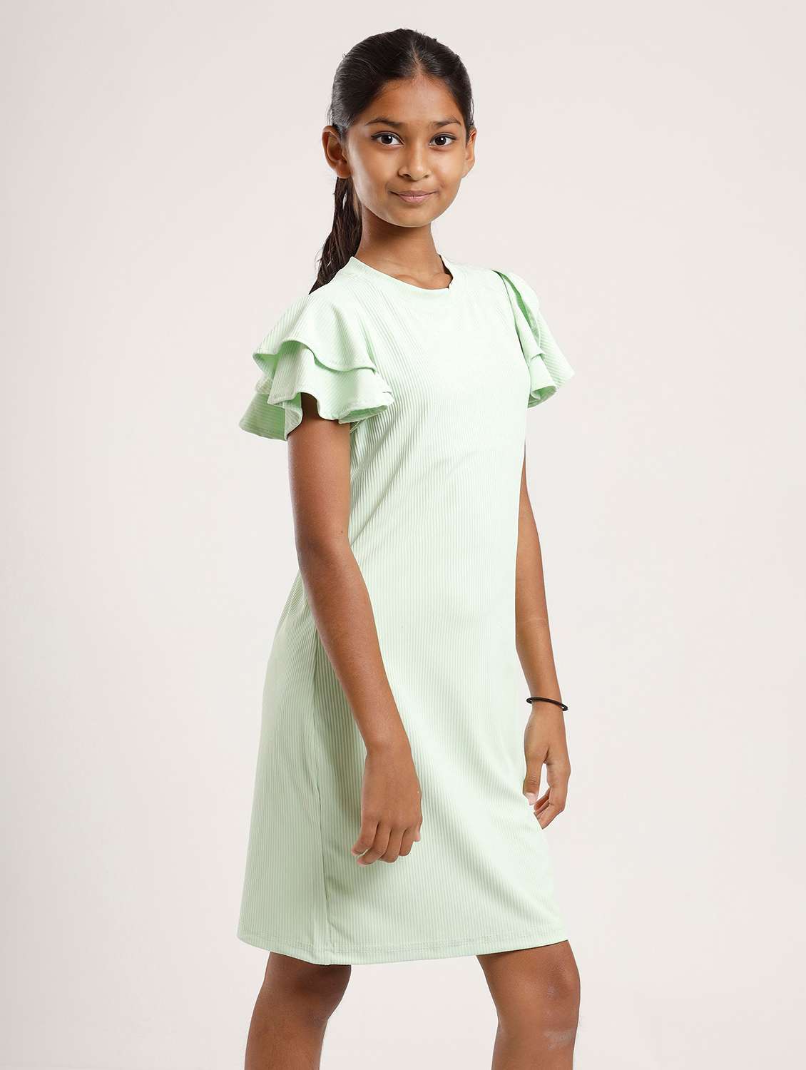 girls solid flared sleeve a-line dress - 22271973 -  Standard Image - 1