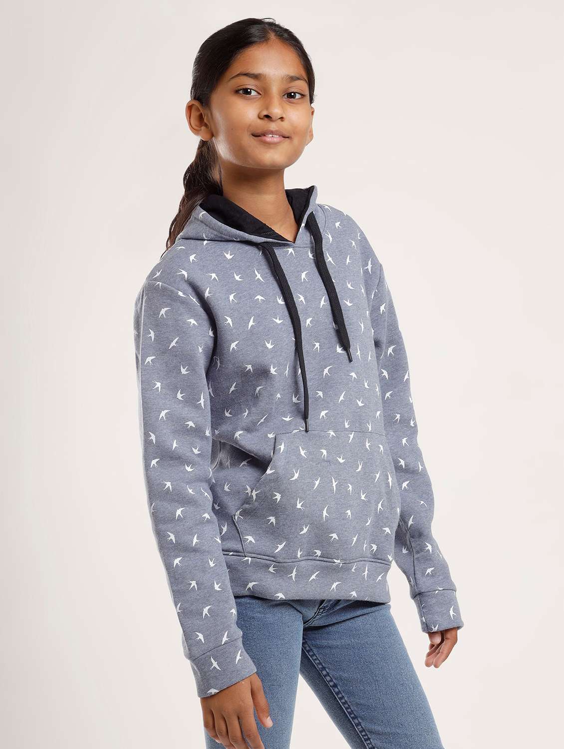 girls printed long sleeve hooded sweatshirt - 22271991 -  Standard Image - 1