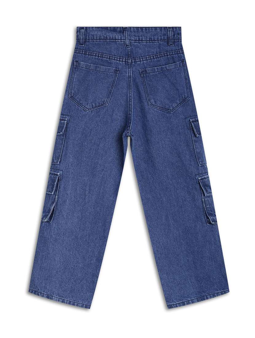 boys solid mid rise denim cargo - 22272013 -  Standard Image - 1