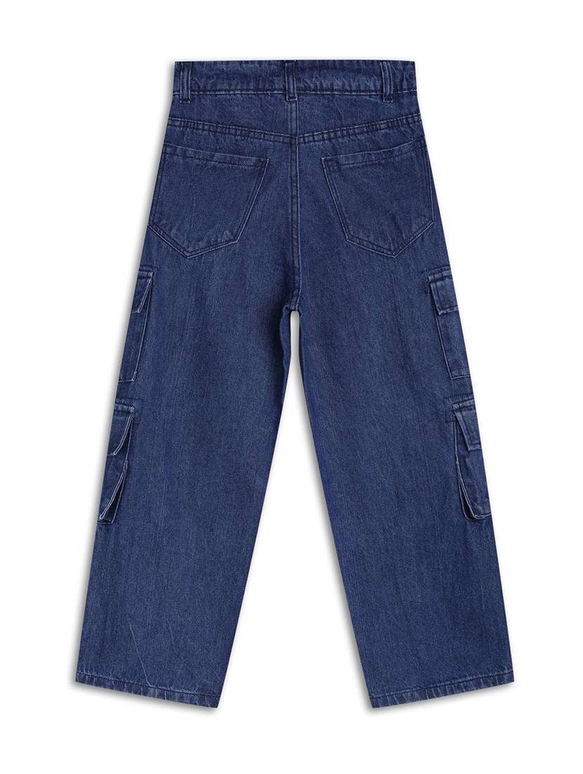 boys solid mid rise denim cargo - 22272015 -  Standard Image - 1