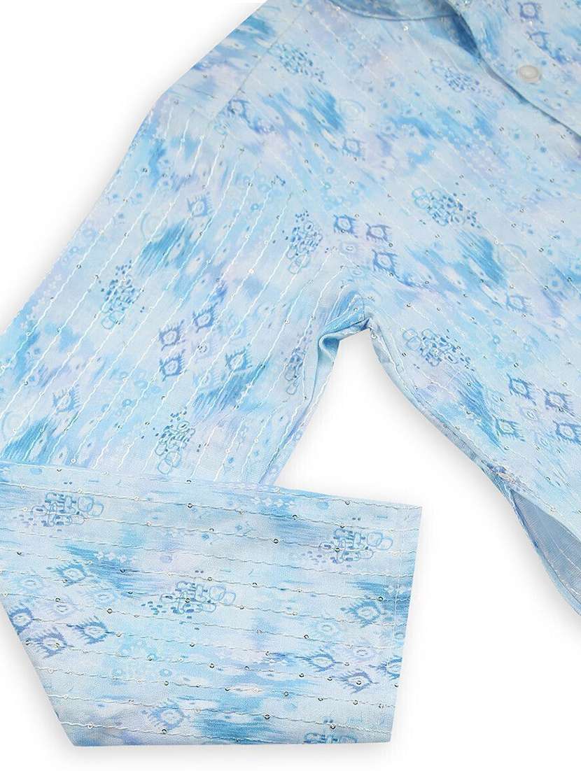 boys printed long sleeve straight kurta - 22272025 -  Standard Image - 4