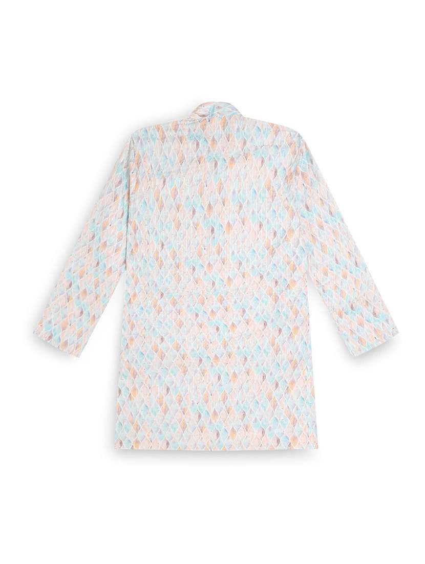 boys printed long sleeve straight kurta - 22272030 -  Standard Image - 1