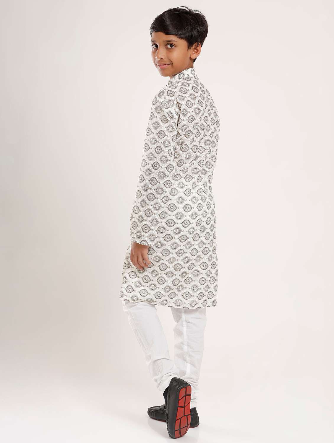 boys printed long sleeve straight kurta - 22272034 -  Standard Image - 1