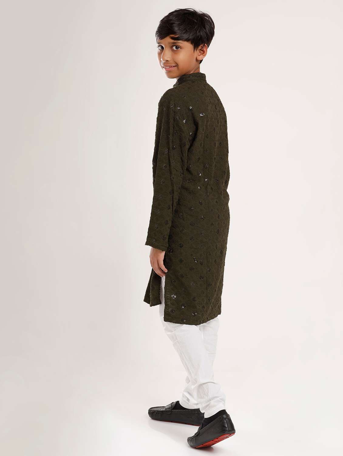 boys embroidered long sleeve straight kurta - 22272038 -  Standard Image - 1