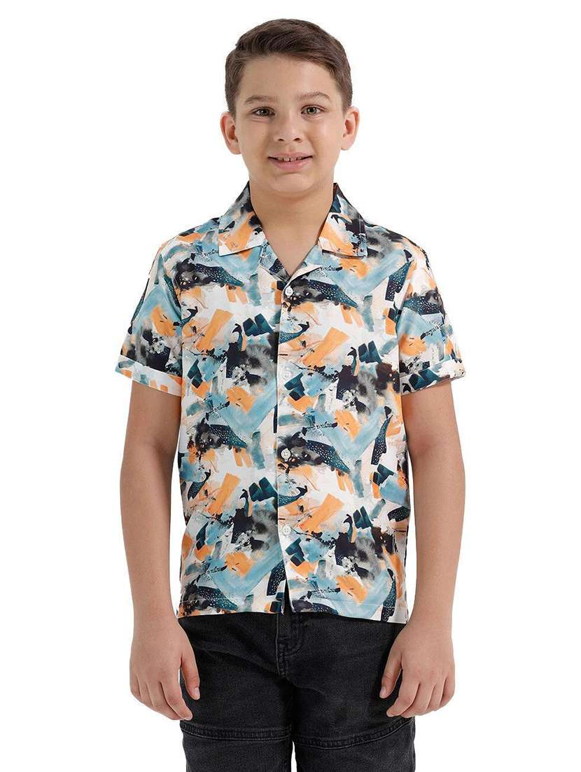 boys printed collared short sleeve shirt - 22272040 -  Standard Image - 1
