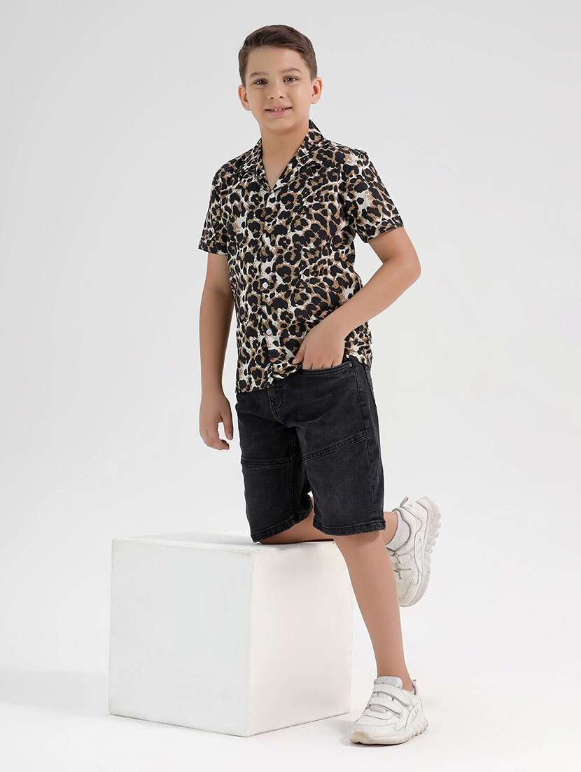 boys printed collared short sleeve shirt - 22272045 -  Standard Image - 1