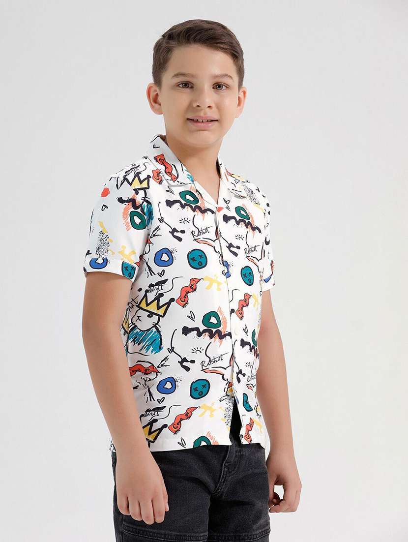 boys printed collared short sleeve shirt - 22272055 -  Standard Image - 1