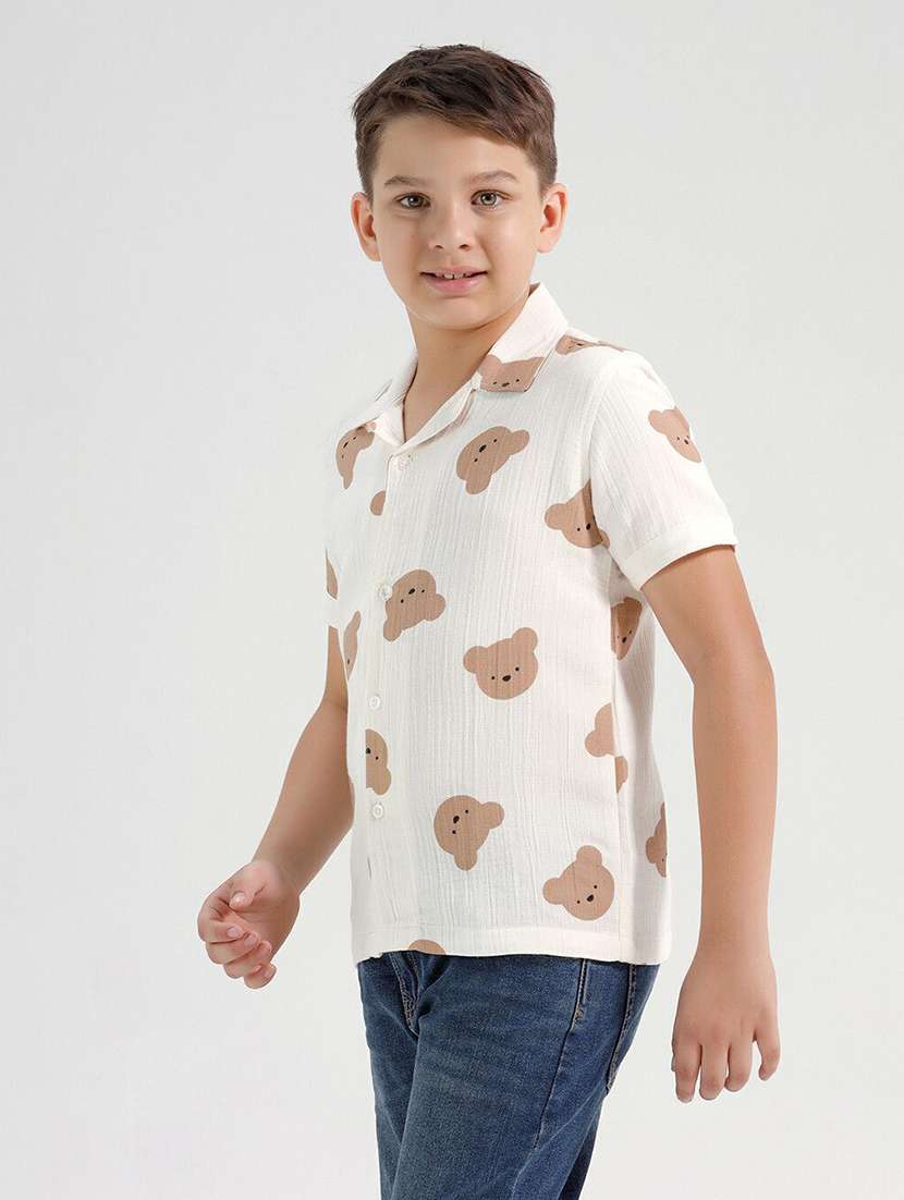 boys printed collared short sleeve shirt - 22272072 -  Standard Image - 1