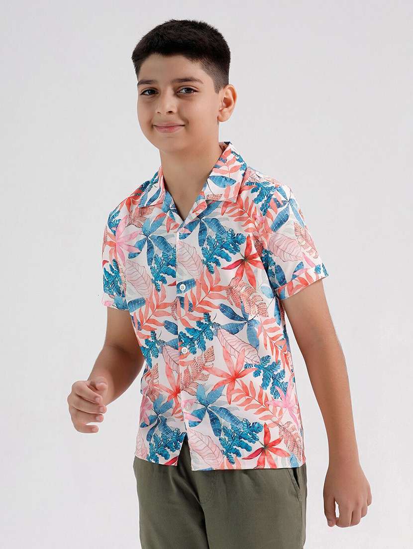 boys printed collared short sleeve shirt