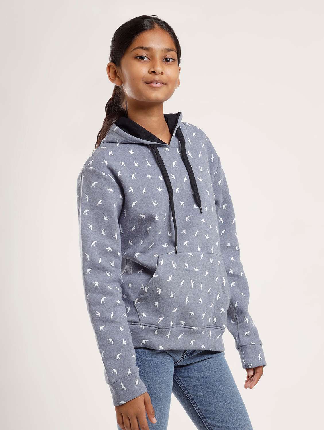 girls printed long sleeve hooded sweatshirt - 22272133 -  Standard Image - 1