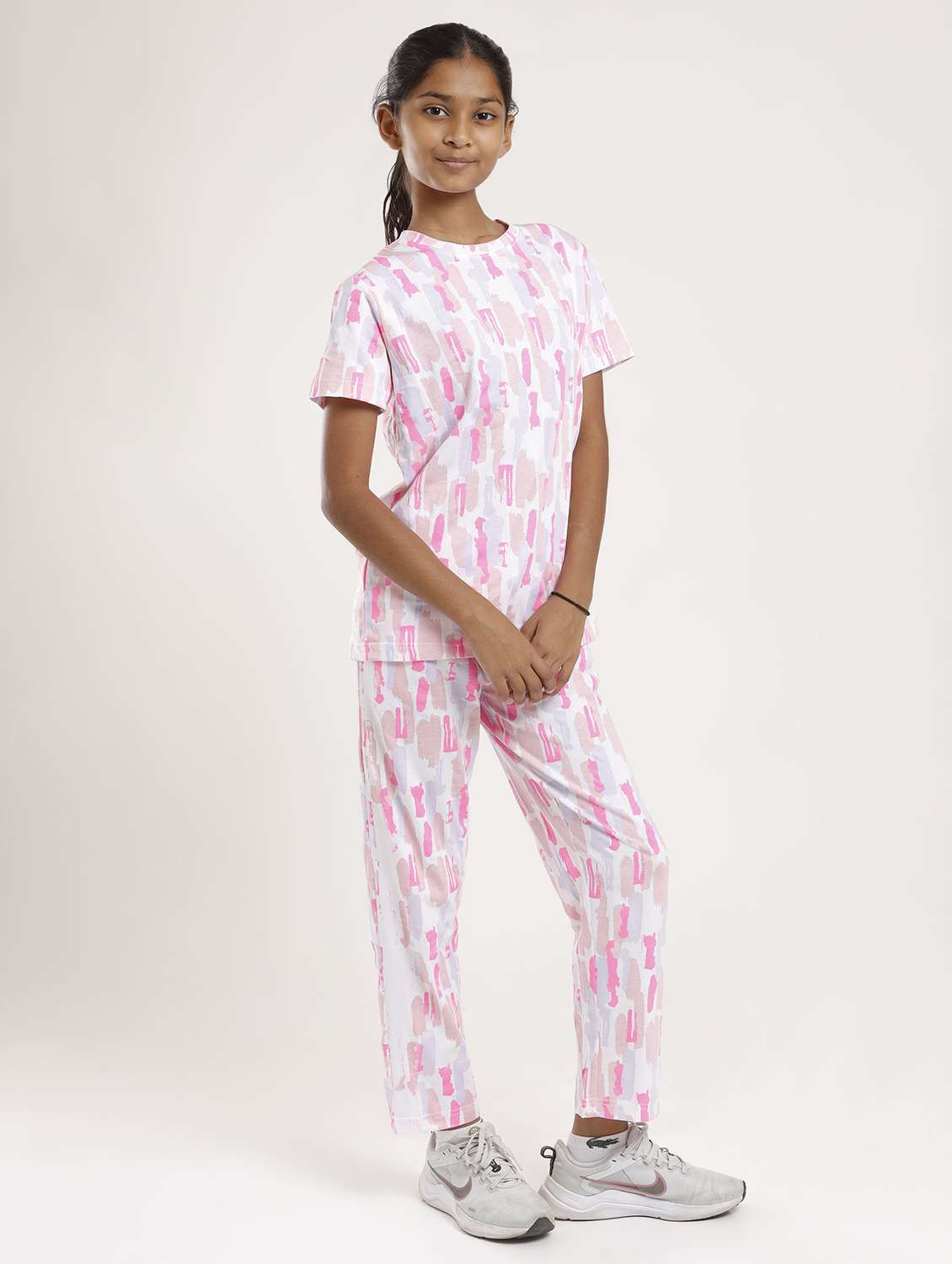 girls printed short sleeve full length set - 22272195 -  Standard Image - 1
