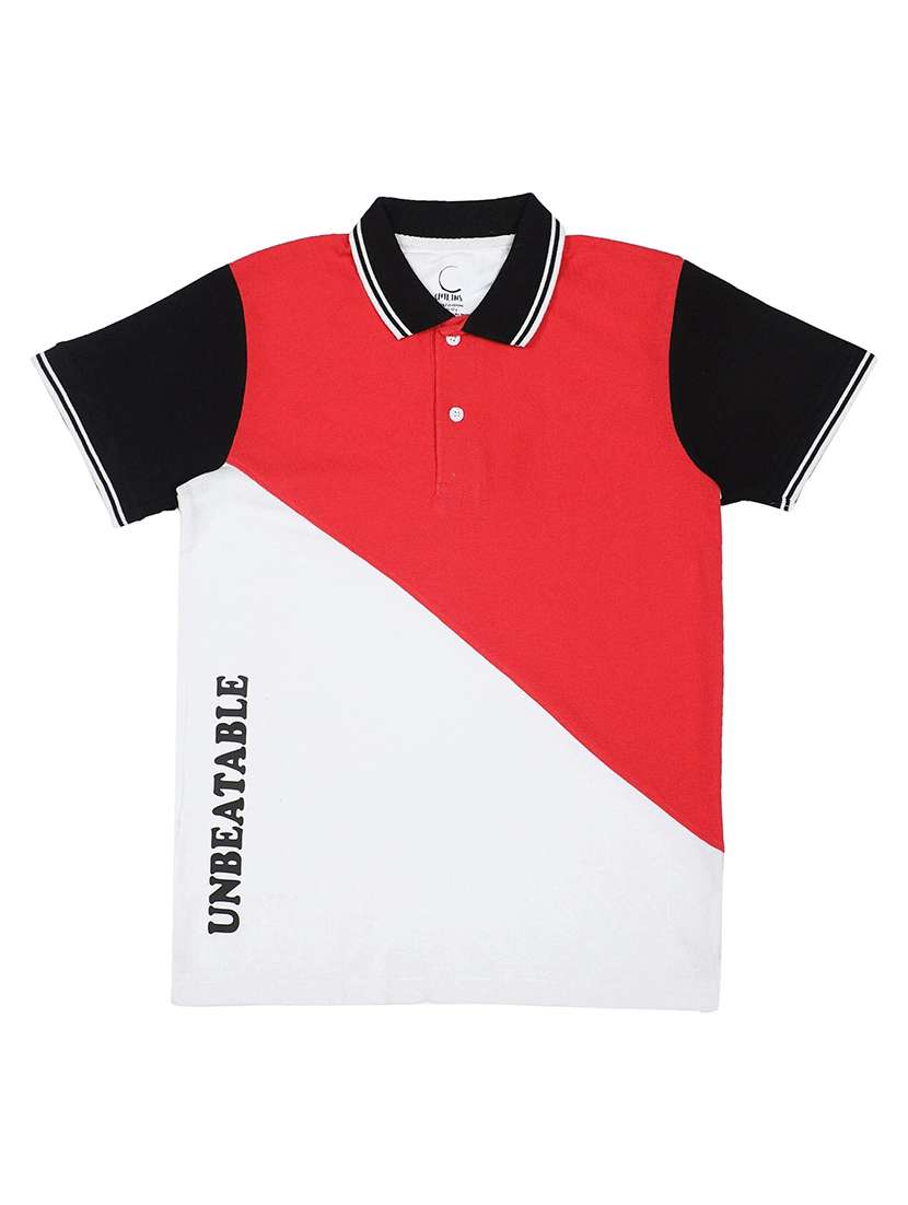boys color blocked short sleeve polo t-shirt