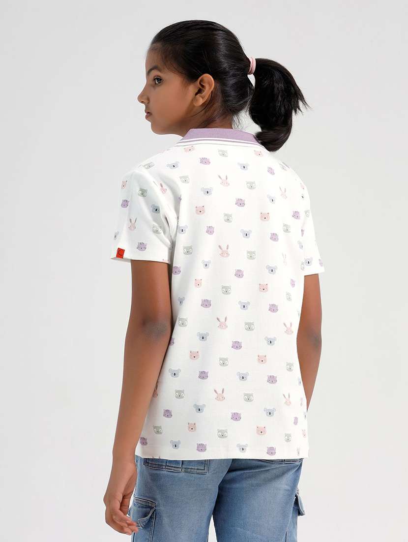 girls printed short sleeve polo tee - 22272402 -  Standard Image - 1