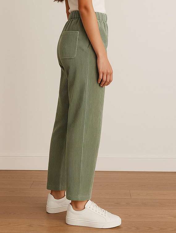 women solid mid rise straight trouser - 22272451 -  Standard Image - 1