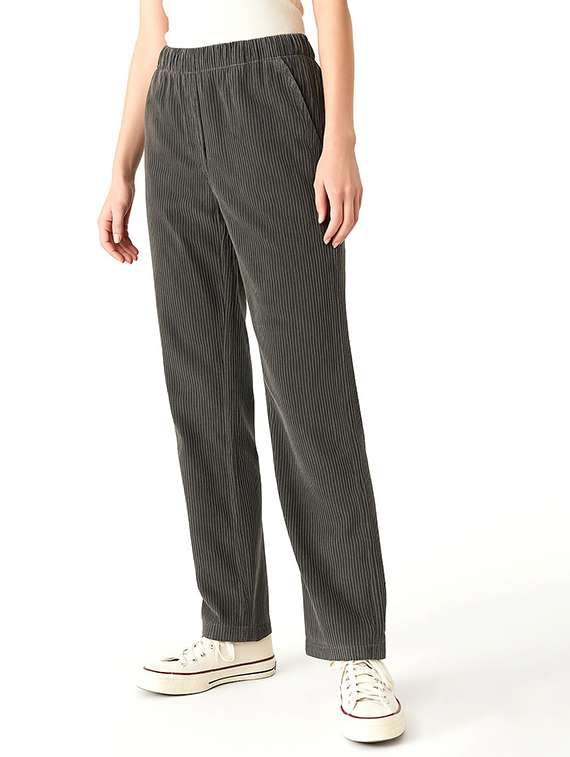 women solid mid rise straight trouser - 22272457 -  Standard Image - 1