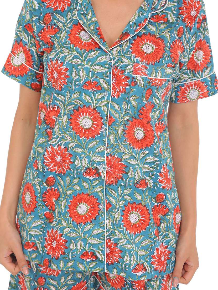 women printed nightwear shorts set - 22272458 -  Standard Image - 4