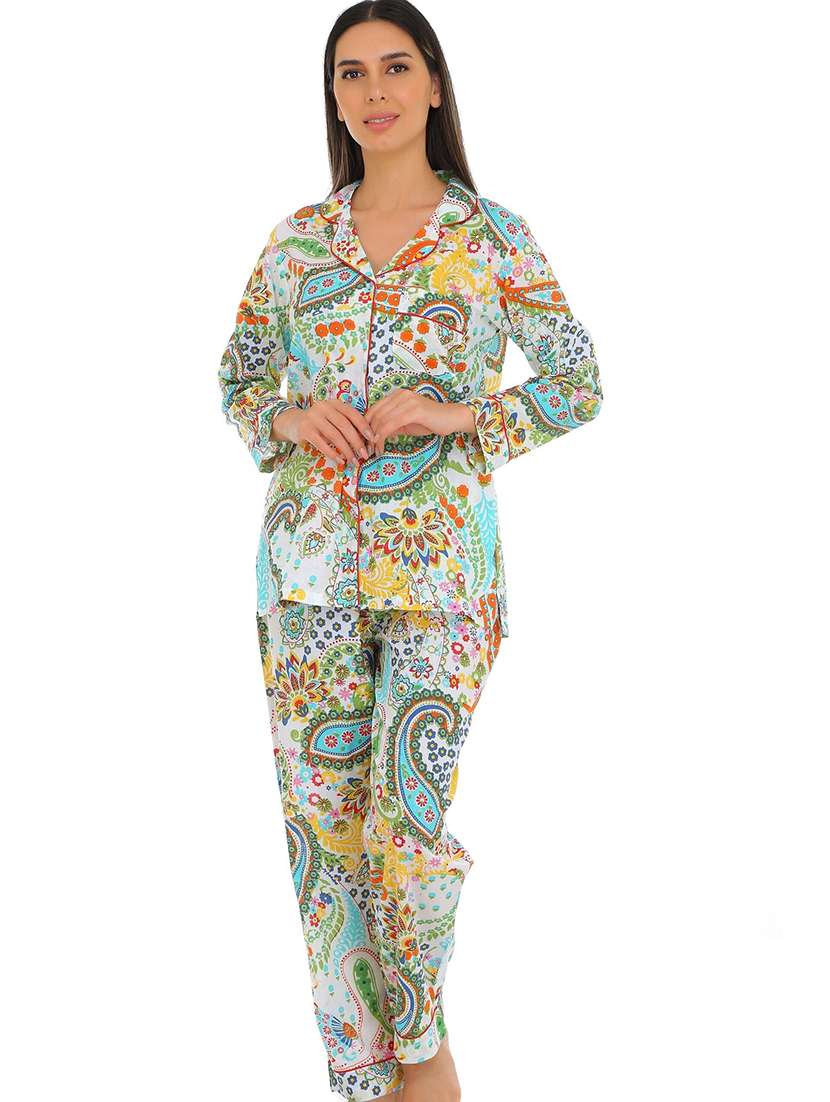 women printed nightwear pyjama set