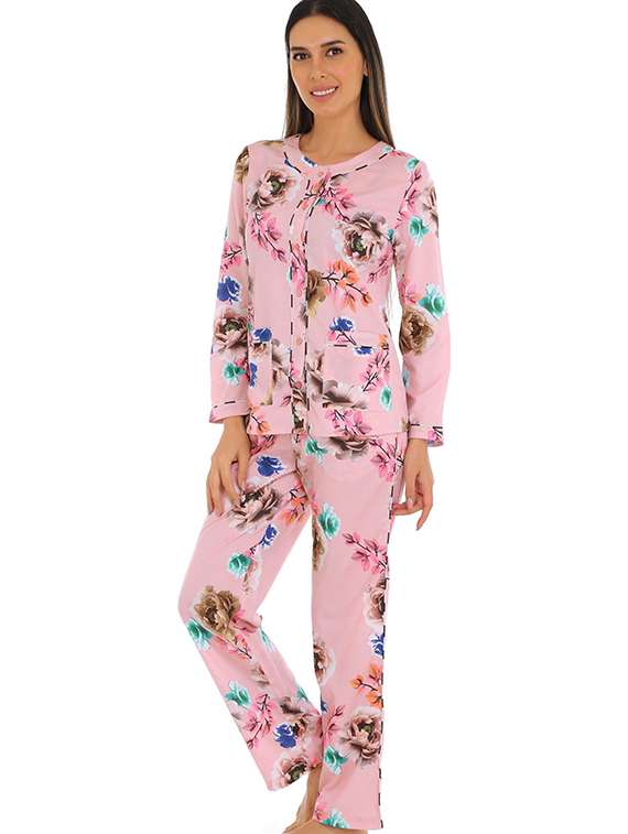 women printed nightwear pyjama set - 22272467 -  Standard Image - 1