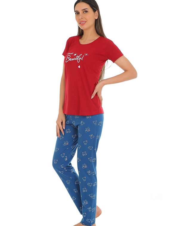 women printed nightwear pyjama set - 22272477 -  Standard Image - 1