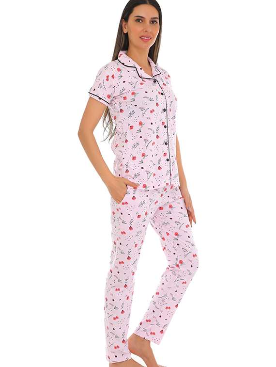 women printed nightwear pyjama set - 22272484 -  Standard Image - 1