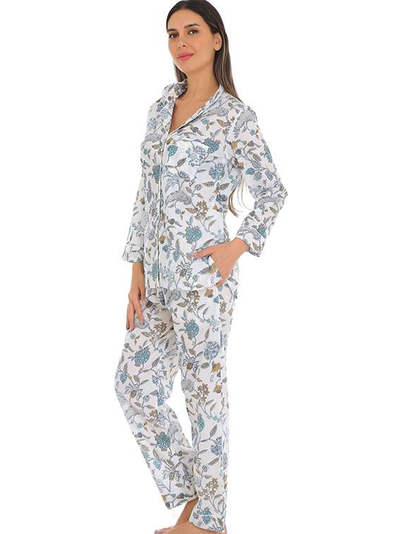 women printed nightwear pyjama set - 22272487 -  Standard Image - 1