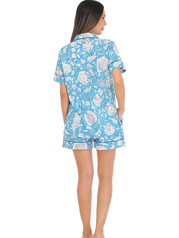 women printed nightwear shorts set - 22272496 -  Standard Image - 1