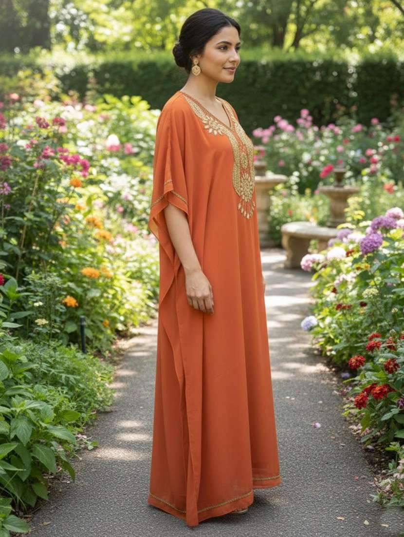 women embroidered kimono sleeve kaftan dress - 22272571 -  Standard Image - 1