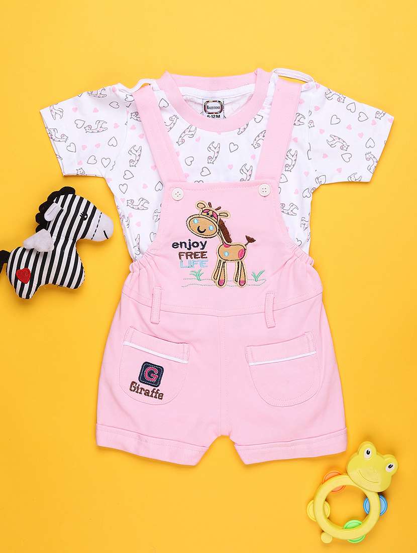 pink cotton dungarees twin sets & dungree - 22272622 -  Standard Image - 1