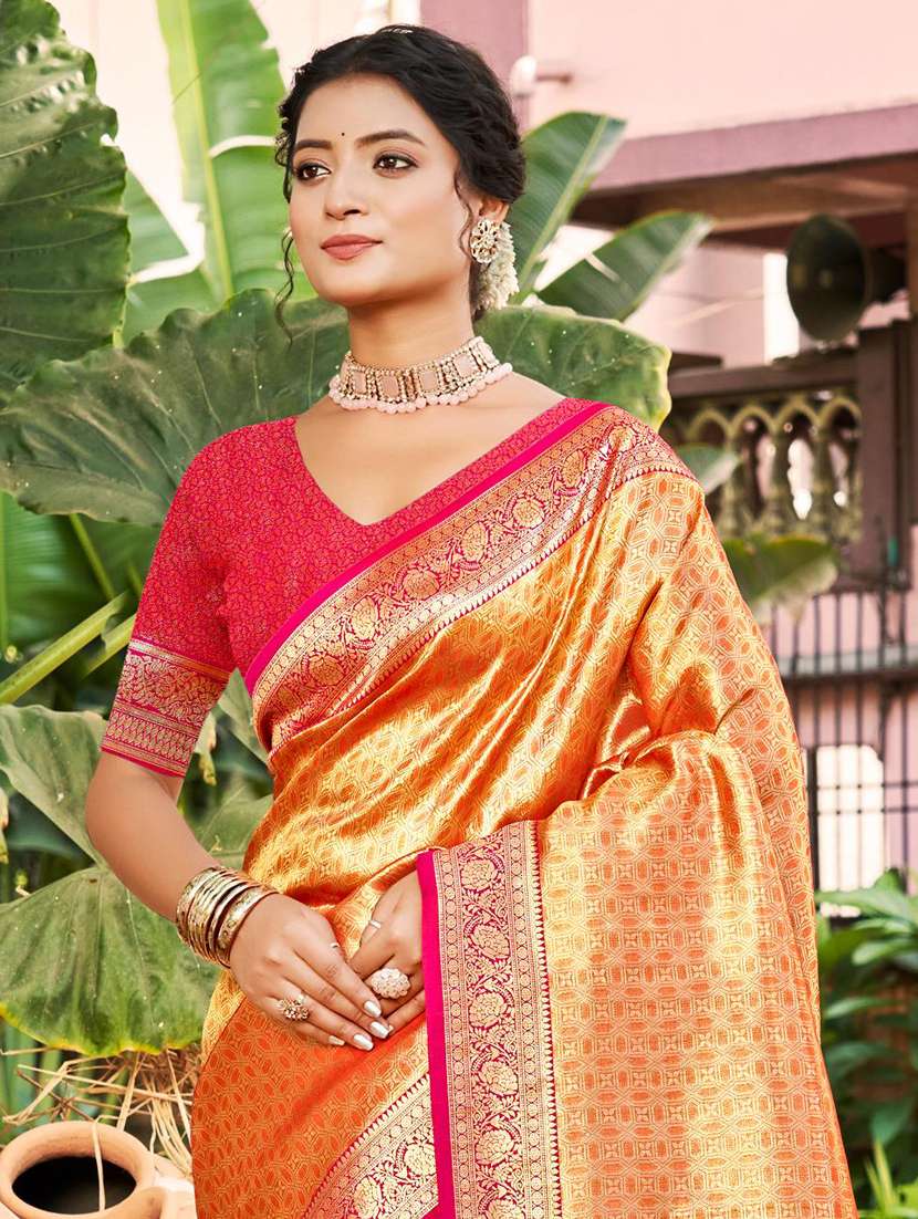 women self design kanjivaram saree with blouse - 22272652 -  Standard Image - 1