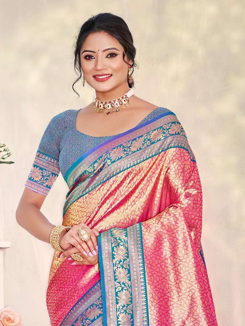 women self design kanjivaram saree with blouse - 22272662 -  Standard Image - 1