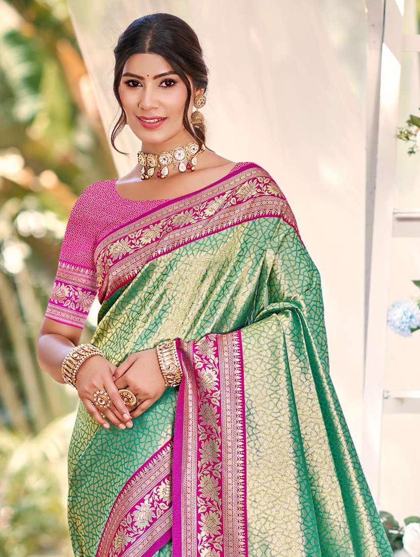 women self design kanjivaram saree with blouse - 22272664 -  Standard Image - 1