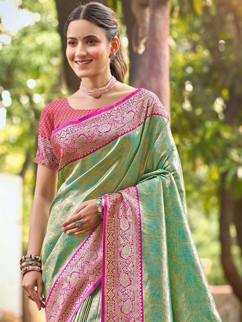 women self design kanjivaram saree with blouse - 22272673 -  Standard Image - 1