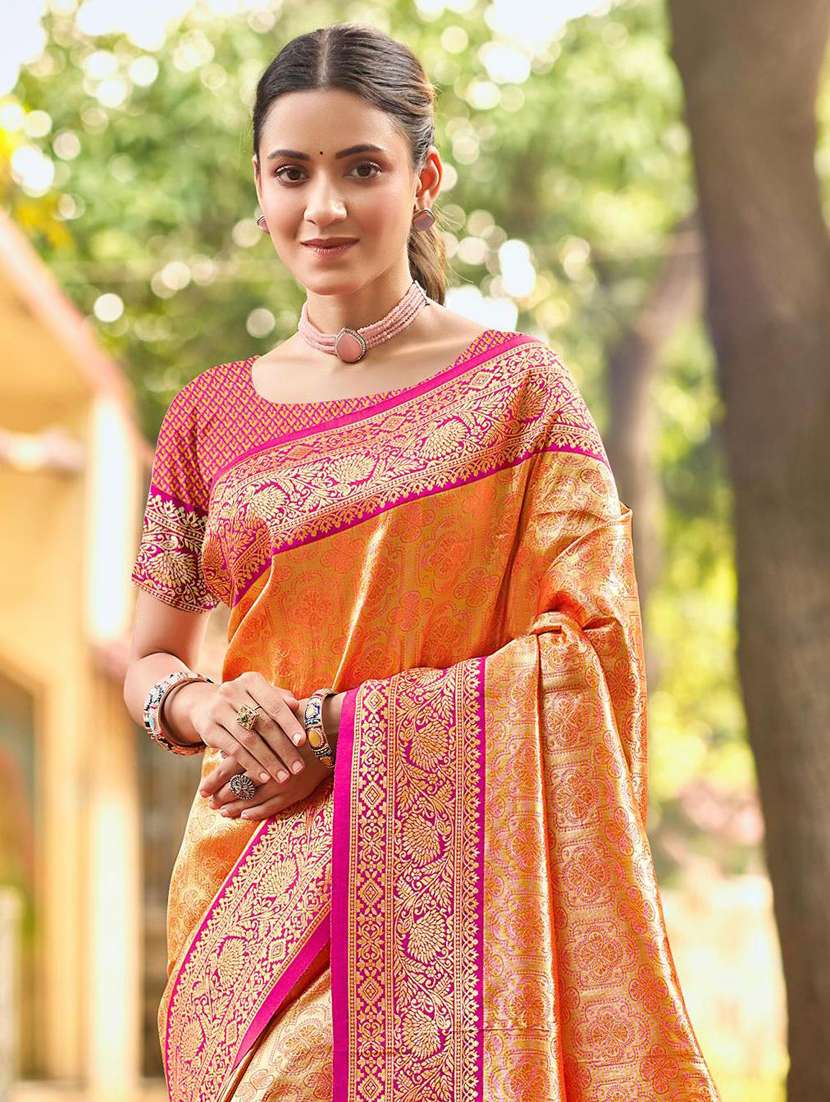 women self design kanjivaram saree with blouse - 22272676 -  Standard Image - 1
