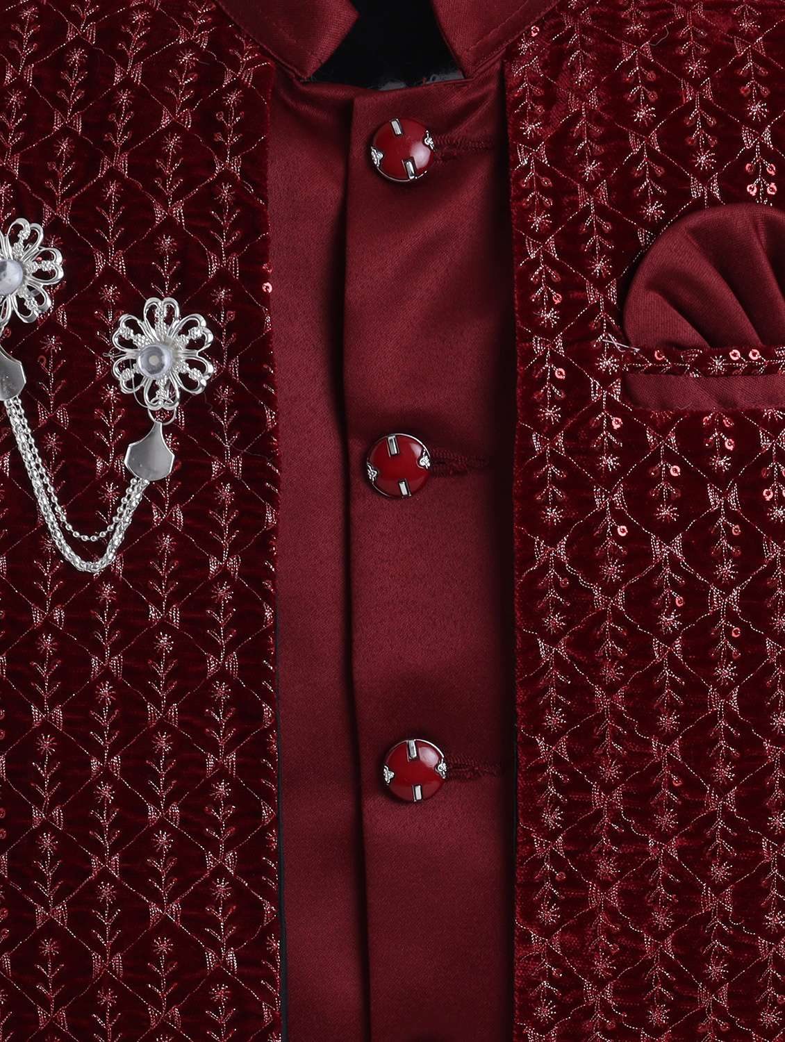 boys embroidered long sleeve sherwani set - 22272681 -  Standard Image - 4