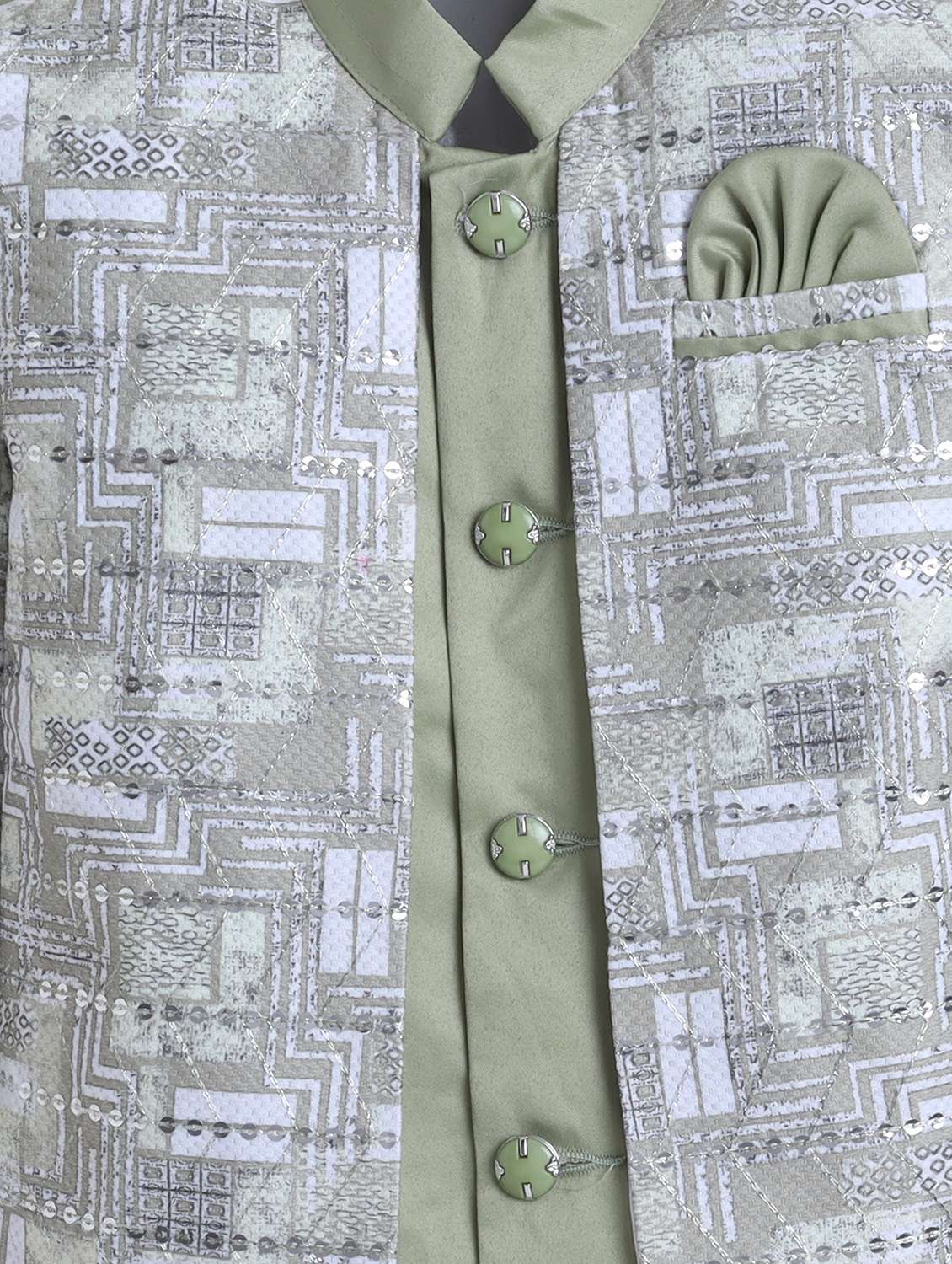 boys printed long sleeve sherwani set - 22272683 -  Standard Image - 4