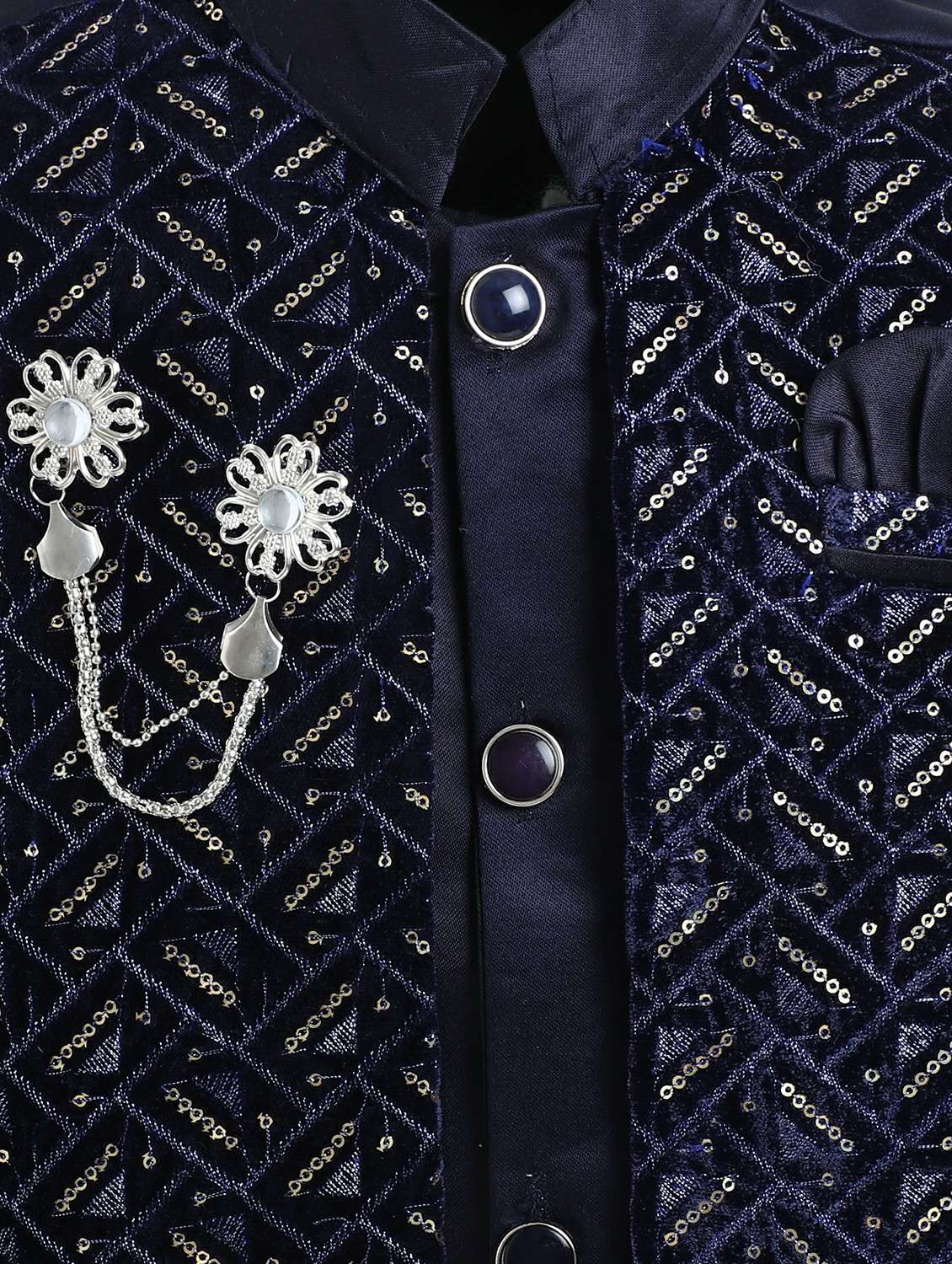 boys embroidered long sleeve sherwani set - 22272712 -  Standard Image - 4