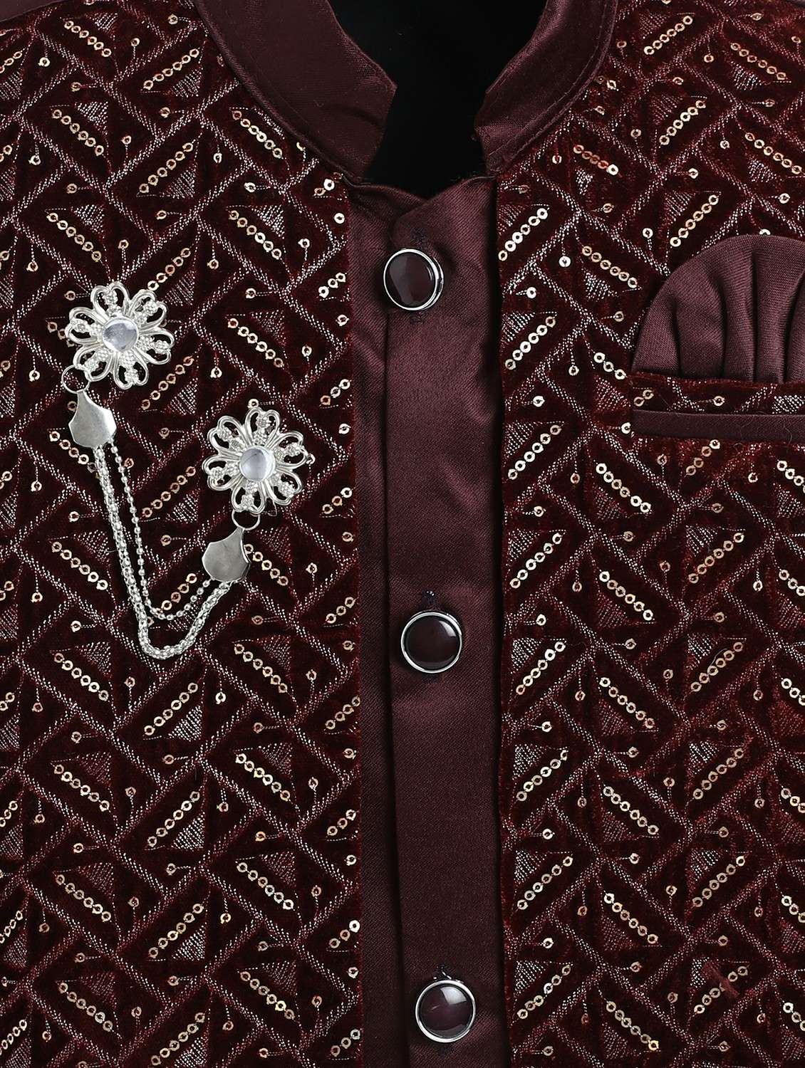 boys embroidered long sleeve sherwani set - 22272713 -  Standard Image - 4